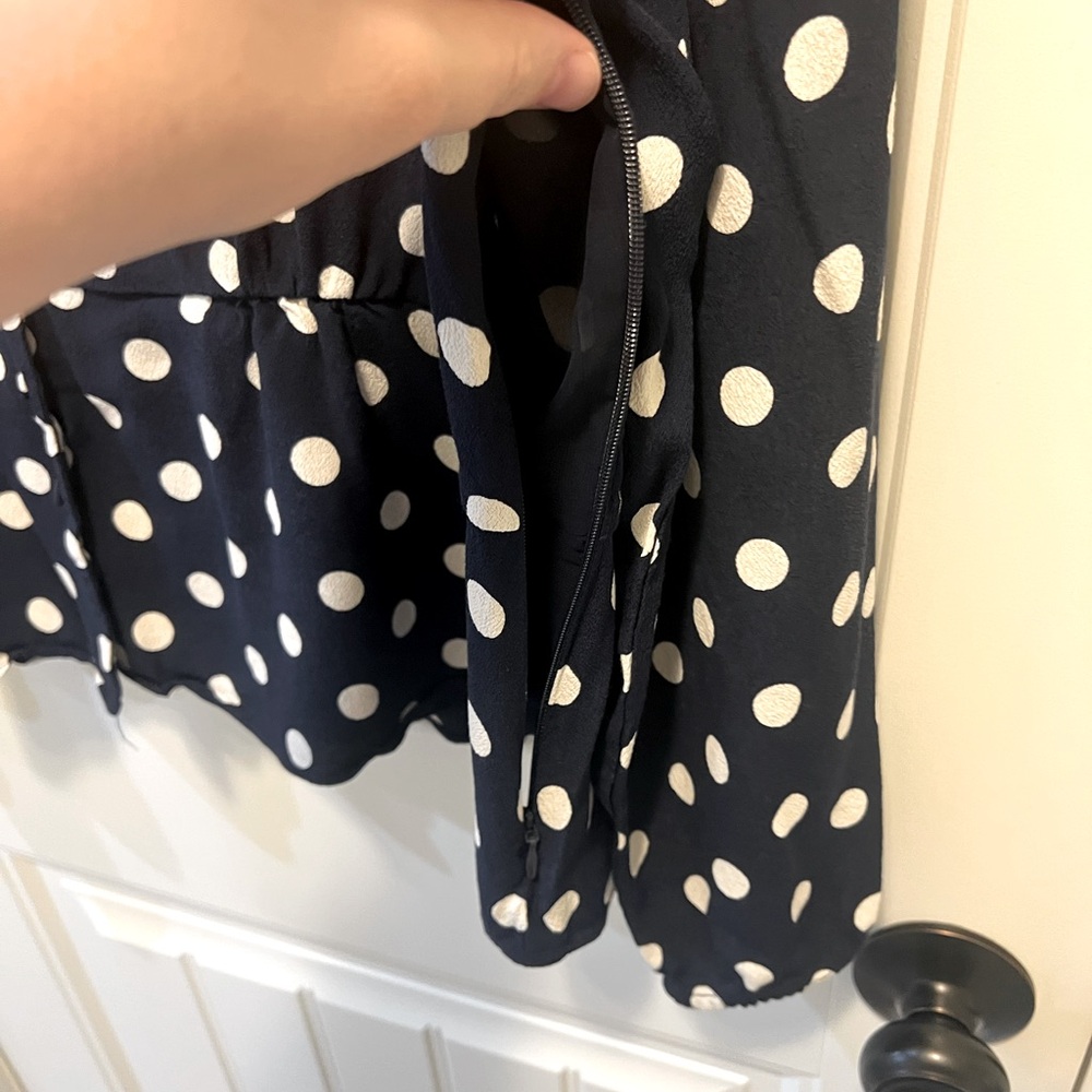 J. Crew Navy Polka Dot Peplum Blouse - Picture 9 of 9